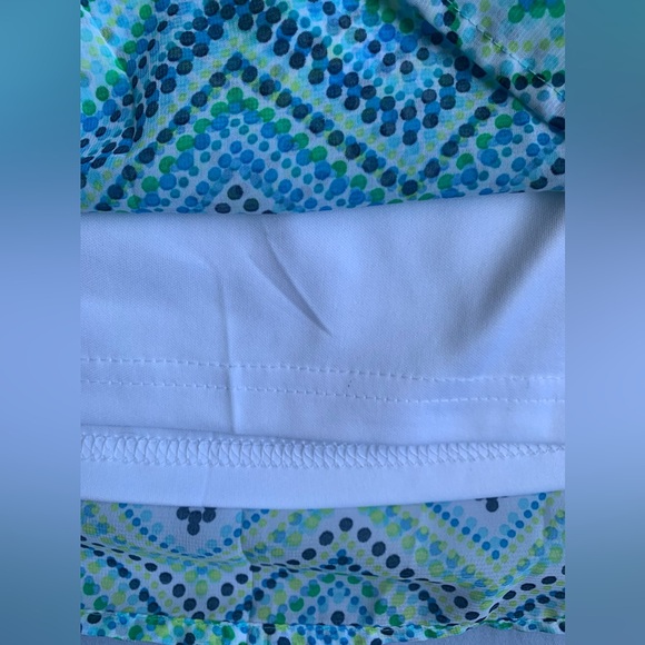 blue & green sheer summer sleeveless blouse with liner, medium | Dressbarn - Picture 3 of 9